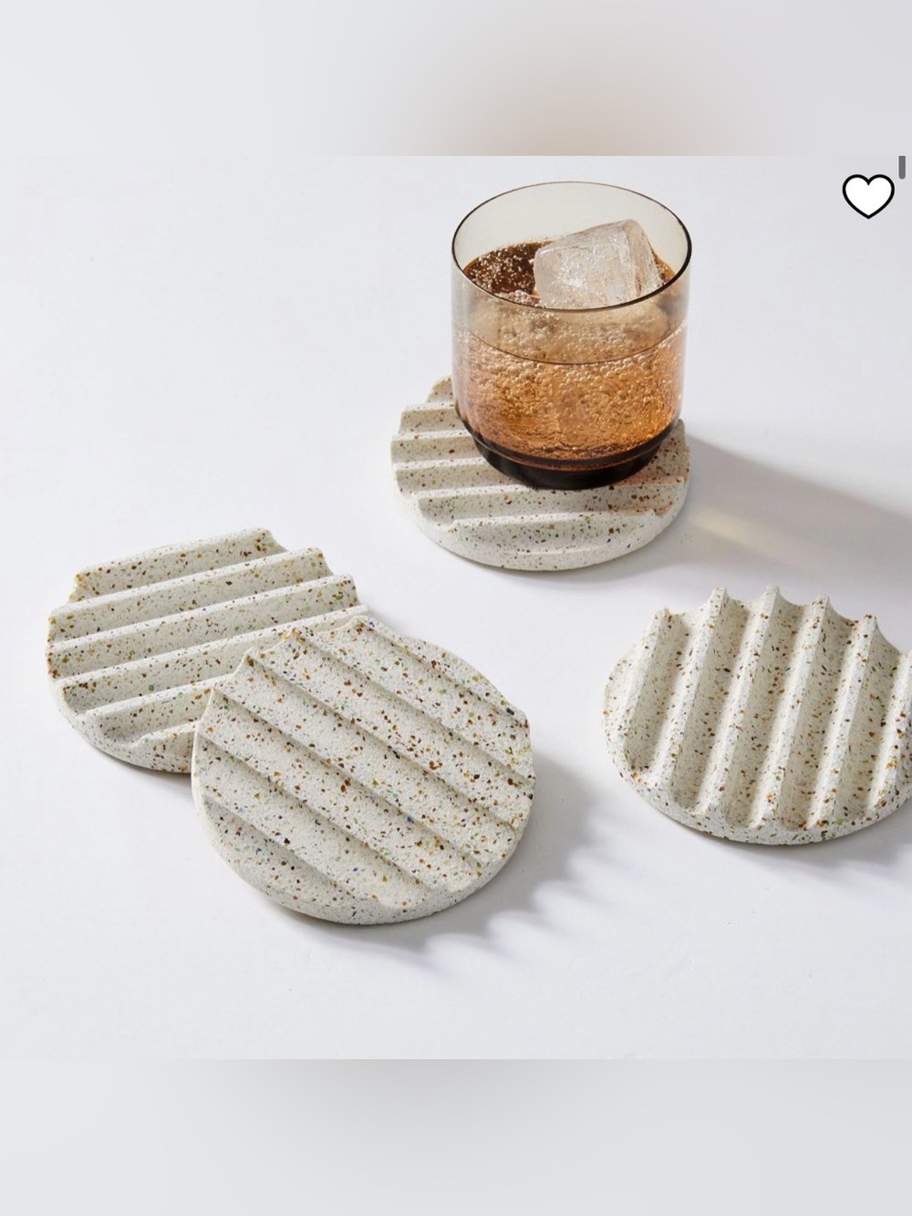 NWOT West Elm Pretti.Cool Terrazzo Coaster Set in White Set of 4